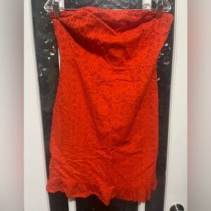 Old Navy Bright Orange Textured  Strapless Dress  Size 10